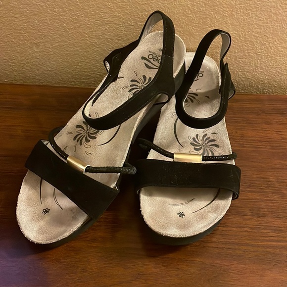 ABEO Bio- System Black suede & leather orthopedic cork bed sandals - Picture 1 of 8